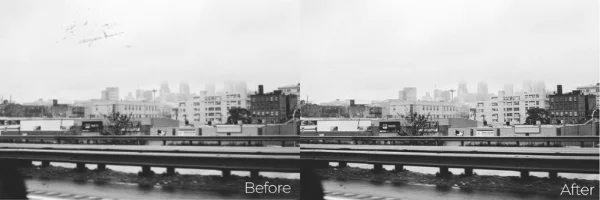 Before and after photo restoration comparison